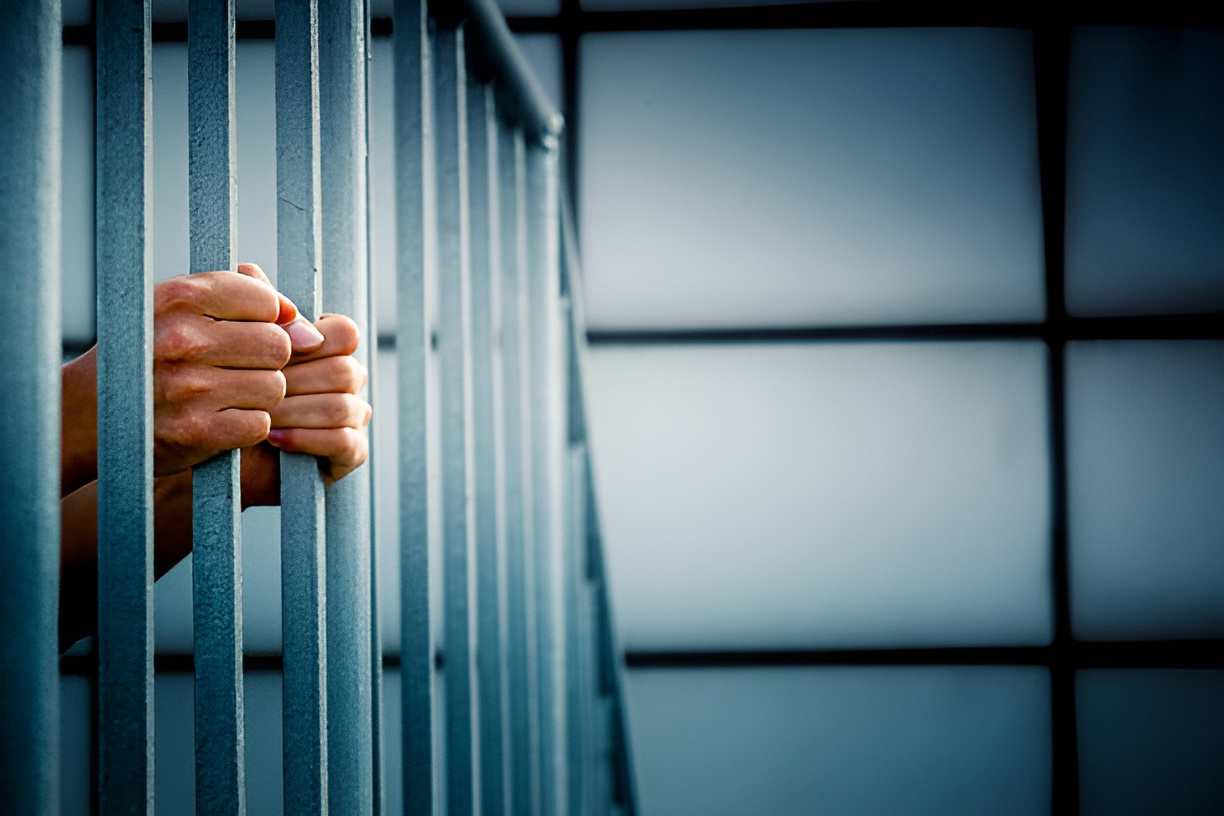 prisoner behind bars